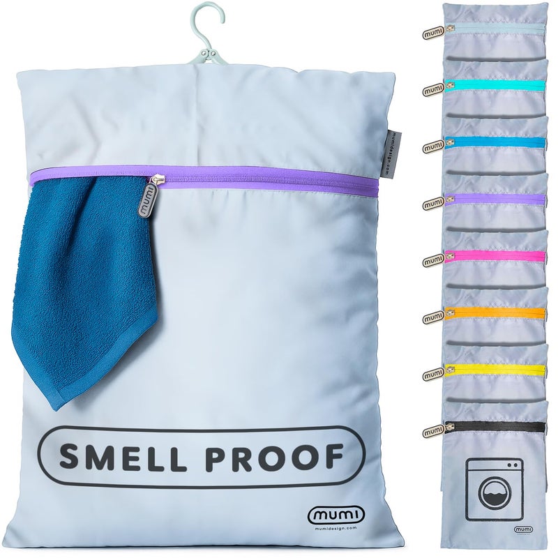 MUMI Travel Laundry Bag â€“ Moisture & Smell-Proof Clothes Bag with Folding Hanger & Outer Pouch | Large Laundry Storage Bag for Suitcase, Gym & Packing | Dirty Clothes Organizer (Purple) - Image 1